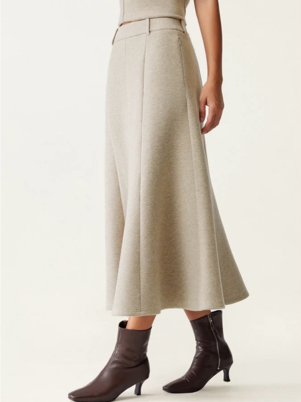 OGL High Waisted Umbrella Hem Midi Skirt - Picture 3 of 5